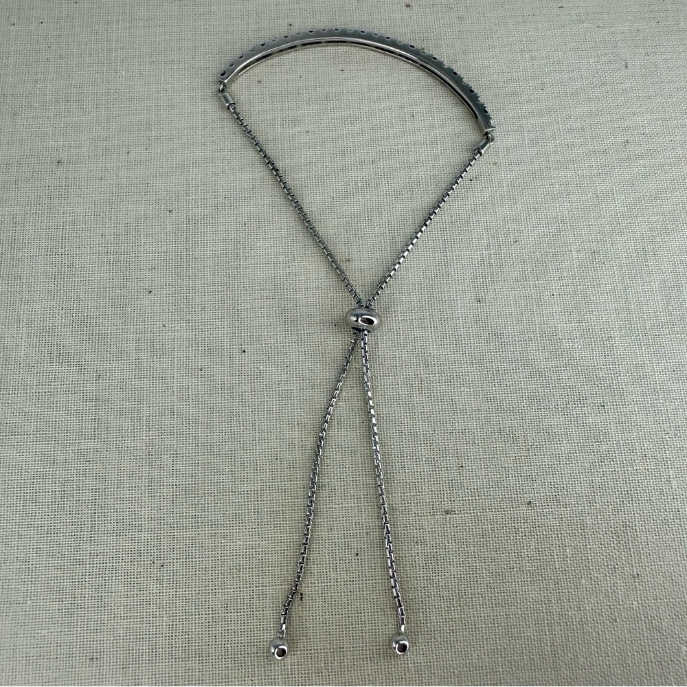Sapphire & 925 Sterling Silver Signed Fine Adjustable Chain Bracelet 4g - Picture 4 of 8